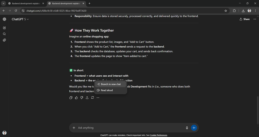 step 4 of chatgpt in new branch