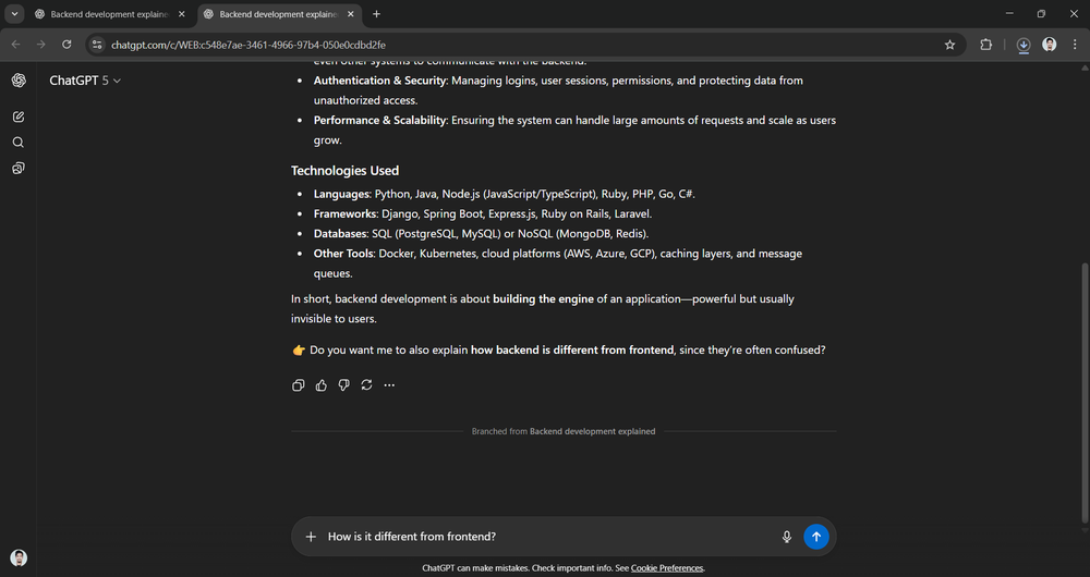 step 1 of chatgpt in new branch