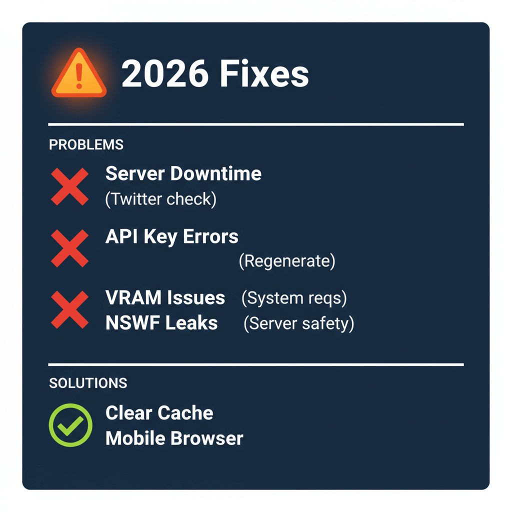 Janitor AI not working 2026 troubleshooting checklist for server downtime, API key errors, VRAM issues, and NSFW leak fixes with quick solutions 