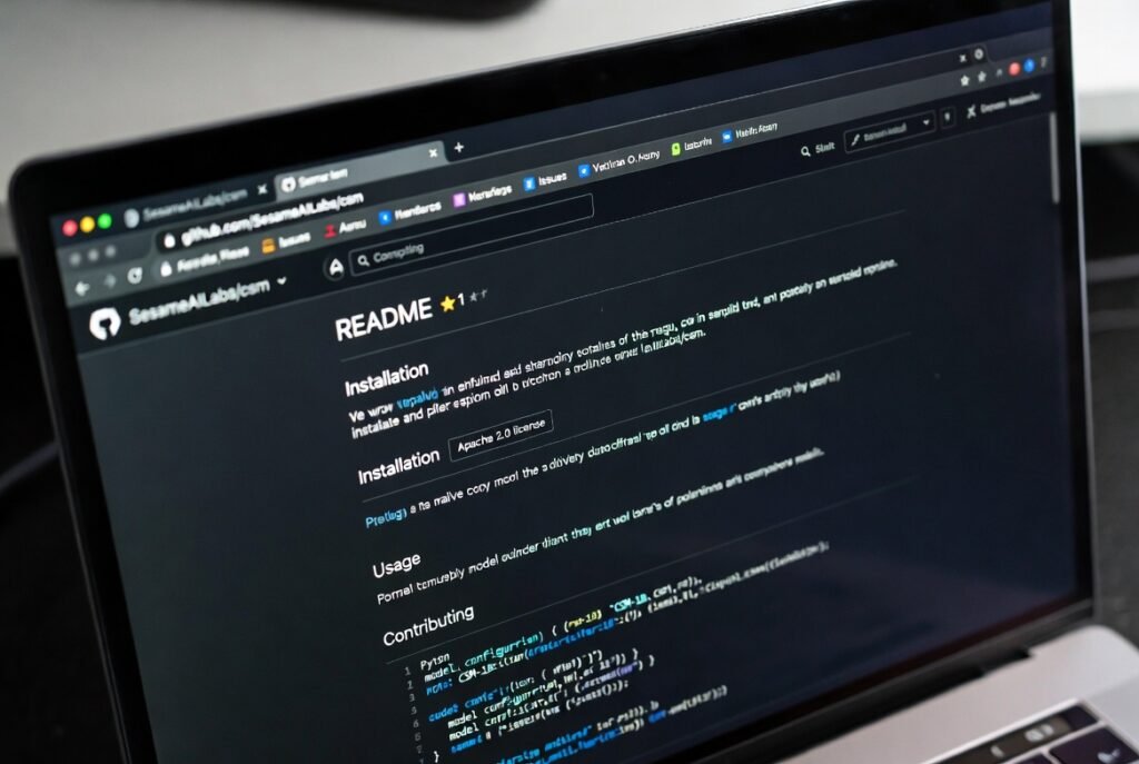 Official GitHub page for Sesame AI Conversational Speech Model (CSM) open source repository with README and installation guide