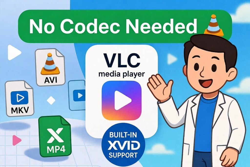 vlc media player xvid codec 2026 no install needed